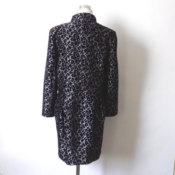 Rachel Roy Leopard Print Jacket Size 10 Black Dark Gray Metallic - Picture 4 of 8